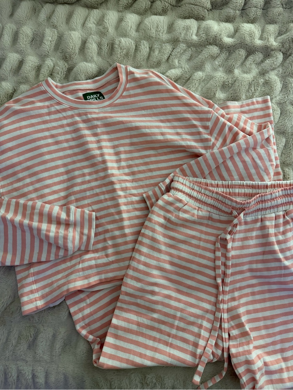 Daily Drills Pink and White Striped Set